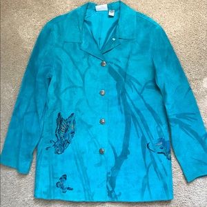 Suede Hand Painted Jacket with beading. A gorgeous statement piece